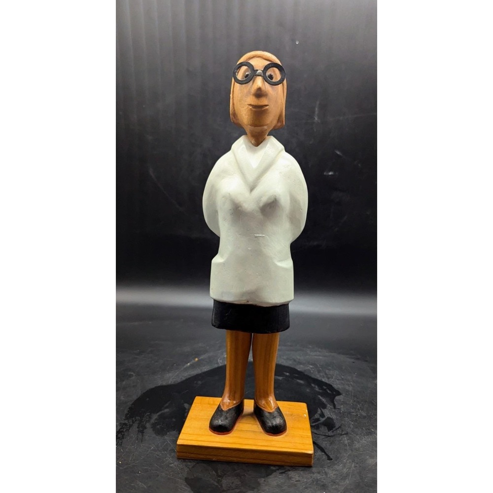 Vintage Romer Wood Carved Doctor Woman Figurine MCM Folk Art Italy Sculpture